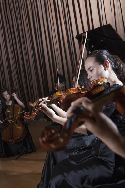 Musicisti che suonano durante una performance — Foto Stock