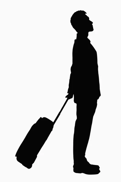 Silhouette of businessman with suitcase — Stock Photo, Image