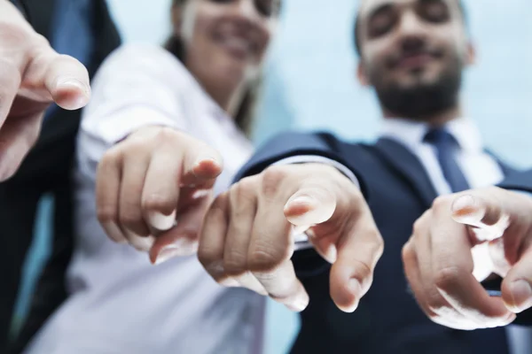 Business people's fingers pointing at camera — Stock Photo, Image