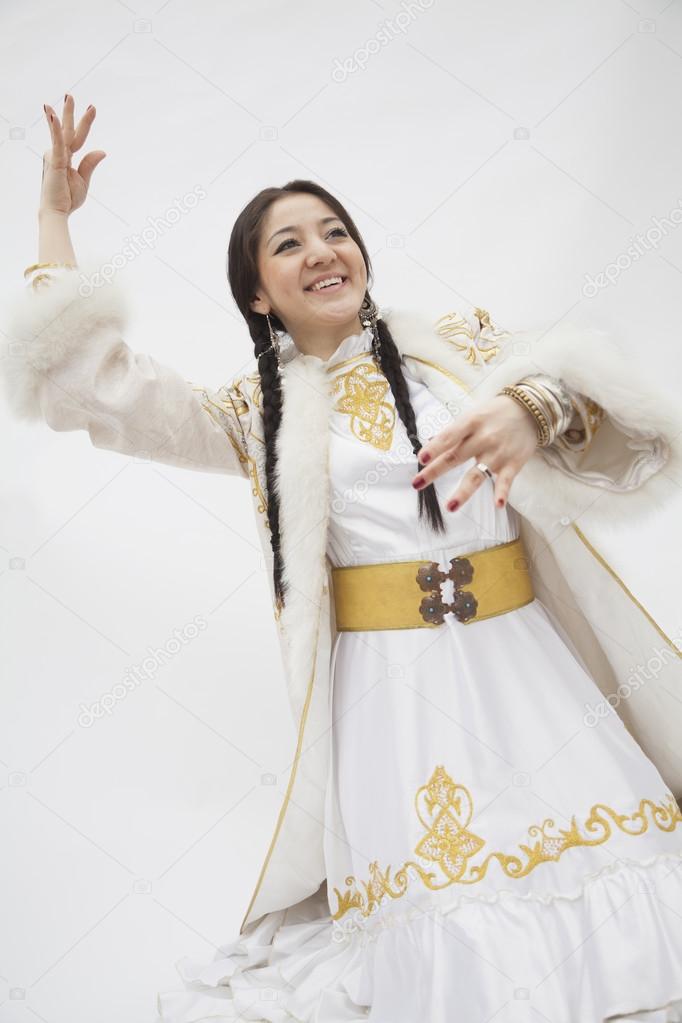 Woman in traditional clothing from Kazakhstan