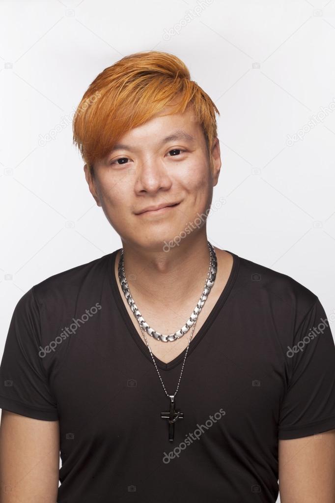 Young man with orange hair