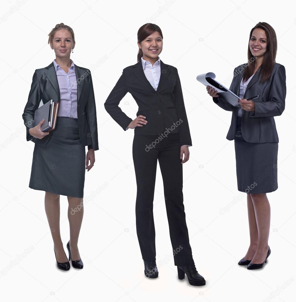 Three young smiling businesswomen