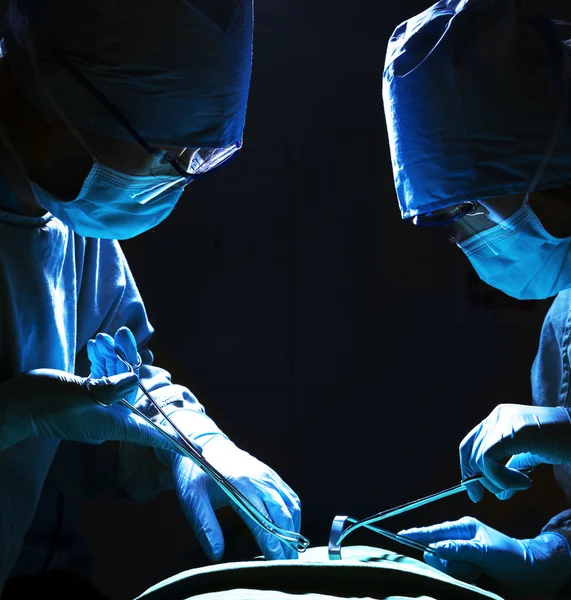 Surgeons holding surgical equipment — Stock Photo, Image