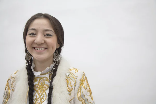 Nő a hagyományos ruhát, Kazahsztán — Stock Fotó