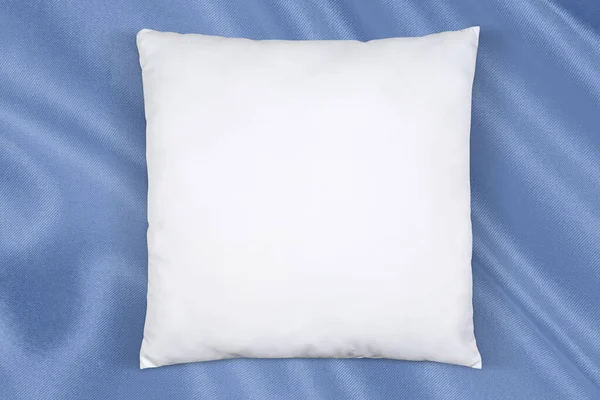 Square Throw Pillow Taking Nap Luxurious Baby Blue Fabric — Zdjęcie stockowe