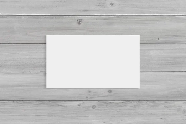 White Business Card Resting Modern Gray Wood Background Includes Clipping — Foto de Stock