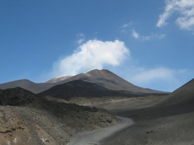 etna Yanardağı ve dumanı üstünde