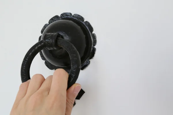 Doorknob with female hand — Stock Photo, Image