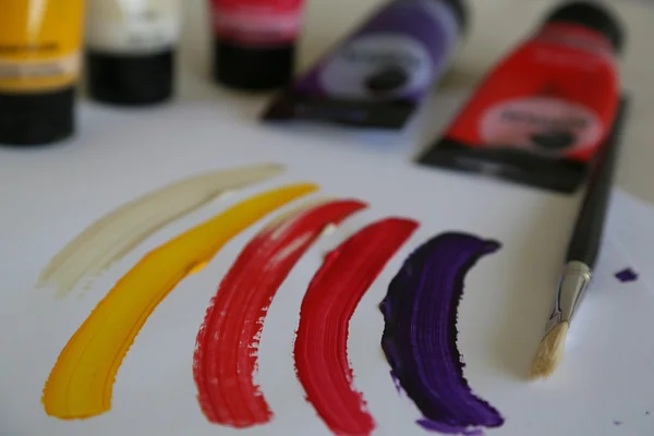 Colorful strokes done by acrylic paints — Stock Photo, Image