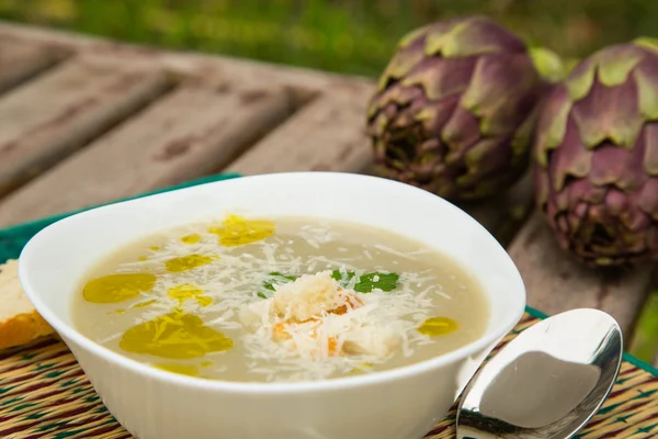 Artichoke cream soup — Stock Photo, Image