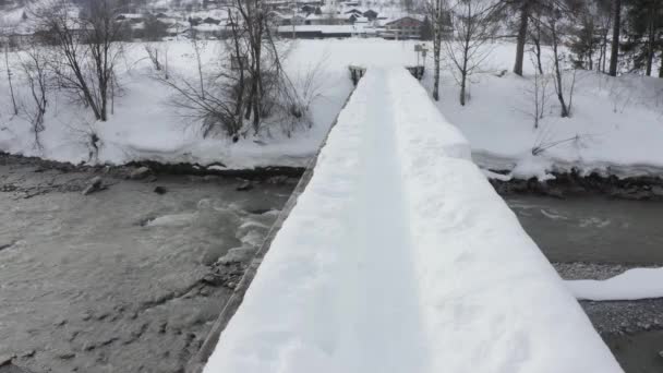 Ponte Sobre Rio Temporada Inverno — Vídeo de Stock