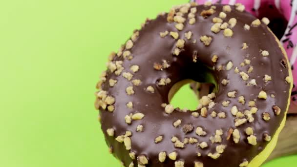 Donuts Green Background High Quality Footage — 비디오