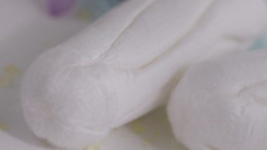 Closeup of tampon surrounded by petals of purple lilac flower. High quality 4k footage