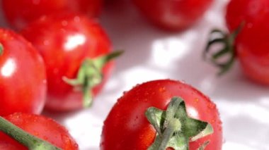 Closeup of cherry tomatoes. High quality 4k footage