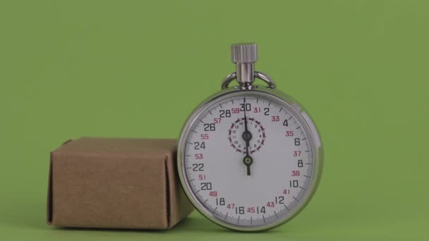 Mechanical Stopwatch Time Paper Box Green Screen High Quality Footage — Video