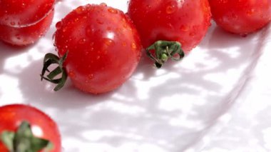Closeup of cherry tomatoes. High quality 4k footage
