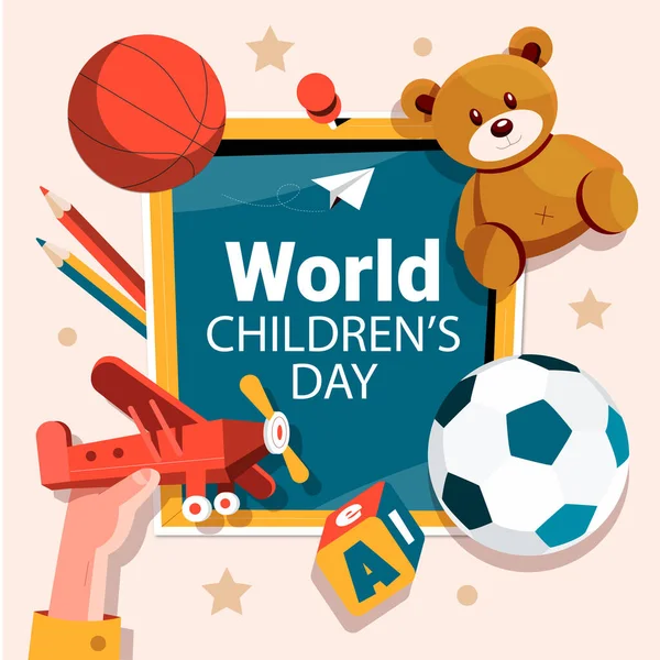 Mão Desenhada Mundo Plano Dia Das Crianças —  Vetores de Stock