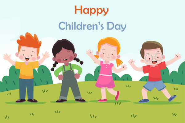 hand drawn flat world children s day