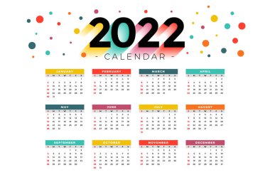 2022 soyut yeni yıl takvim tasarım şablonu
