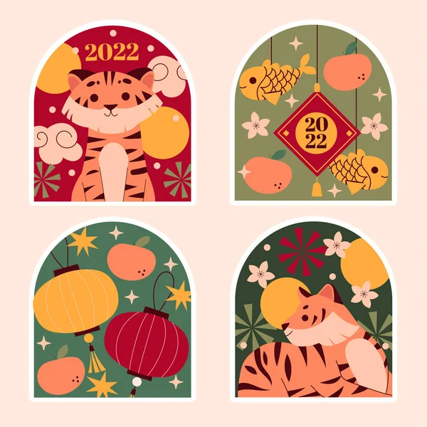 Chinese New Year Stickers Collection — Stock Vector