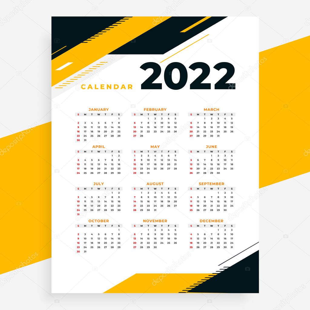2022 abstract new year calendar design template