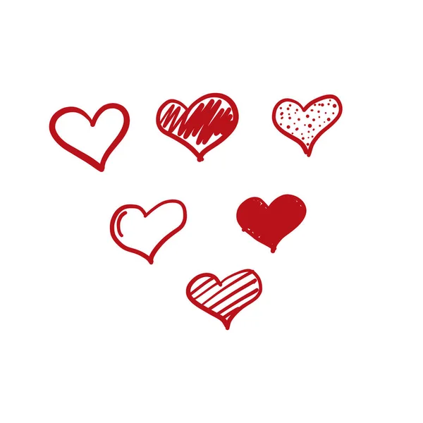 Collection Illustrated Heart Vector — Stock vektor