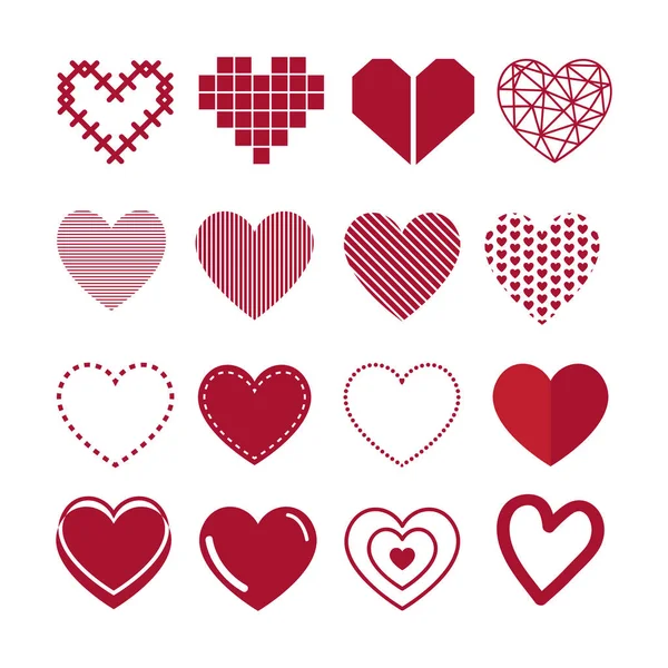 Collection Illustrated Heart Vector — Stock vektor