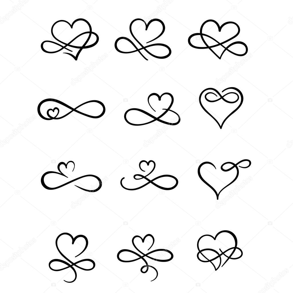 collection illustrated heart vector