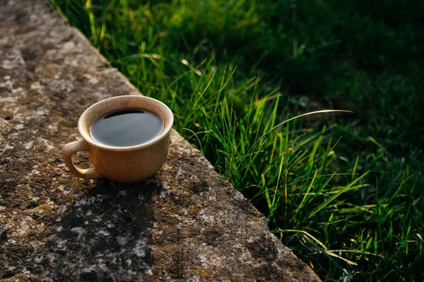 Cup Coffee Background Sunset Cup Coffee Sunset — Photo