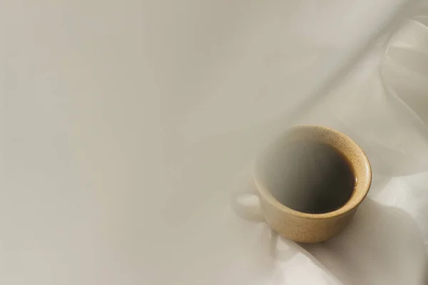 Tasse Kaffee Morgen Espresso Kaffee Kaffeebrei Auf Weißem Hintergrund Eine — Stockfoto