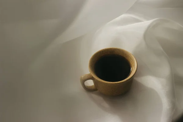 Tasse Kaffee Morgen Espresso Kaffee Kaffeebrei Auf Weißem Hintergrund Eine — Stockfoto