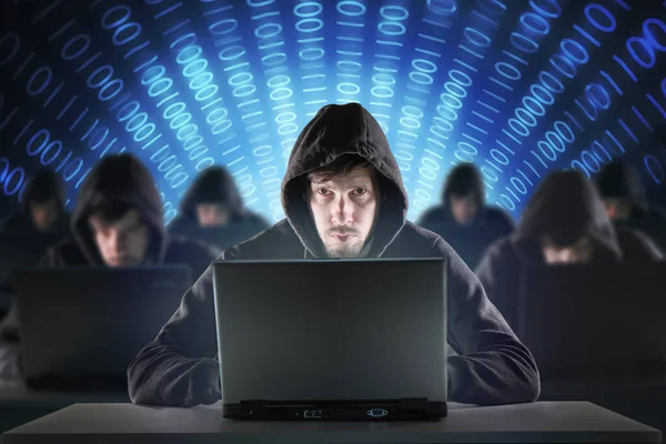 Veel Hackers Trollenboerderij Concept Veiligheid Cybercriminaliteit — Stockfoto