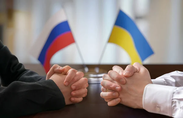 Переговори Між Руасиєю Україною Концепція Дипломатії — стокове фото