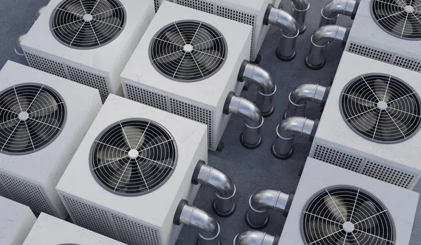 Hvac Units Heating Ventilation Air Conditioning Rendered Illustration — Stock Photo, Image