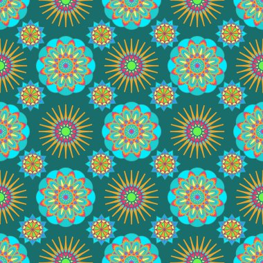 Şablon parlak, renkli, etnik, kabile tarzı, kusursuz, soyut figürlerden oluşuyor.