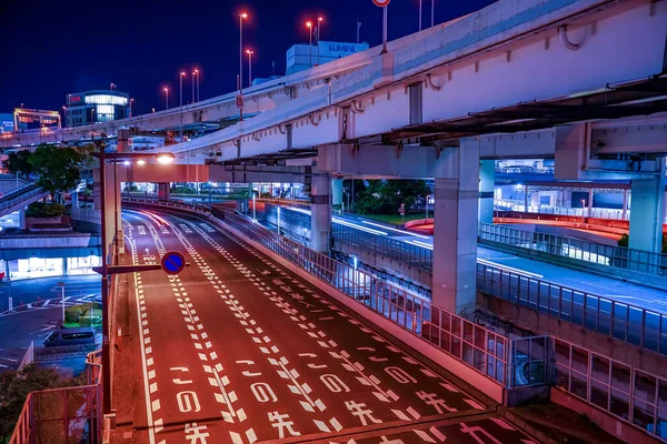 Vista Notturna Sull Autostrada Yokohama Ubicazione Delle Riprese Prefettura Yokohama — Foto Stock