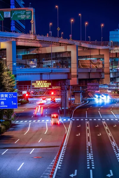 Widok Nocy Autostradę Jokohamie Strzelanie Lokalizacja Yokohama City Prefektura Kanagawa — Zdjęcie stockowe