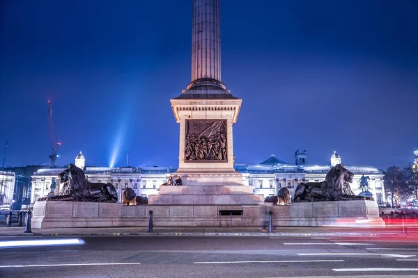 Widok Nocny Trafalgar Square Lokalizacja Fotografowania Wielka Brytania Londyn — Zdjęcie stockowe