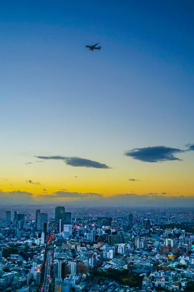 一架飞越东京的飞机 羽田新航线 射击地点 东京大都市地区 — 图库照片