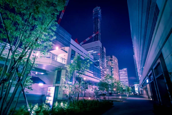 Vista Noturna Yokohama Minato Mirai Localização Tiroteio Prefeitura Yokohama City — Fotografia de Stock