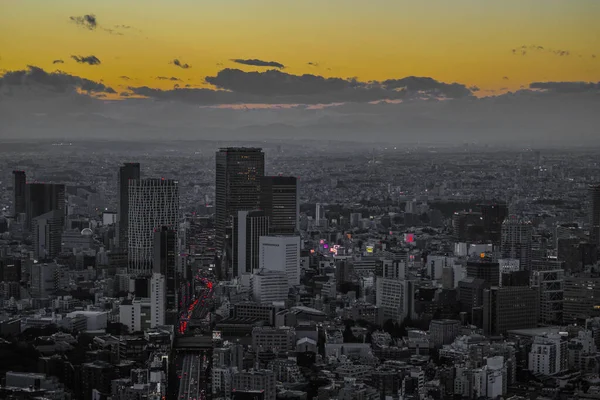 Sonnenuntergang Und Abendblick Auf Die Stadt Zentrum Tokios Drehort Großraum — Stockfoto