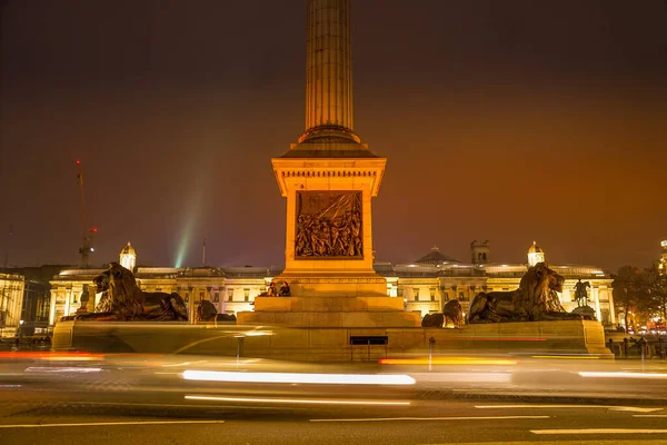 Widok Nocny Trafalgar Square Lokalizacja Fotografowania Wielka Brytania Londyn — Zdjęcie stockowe