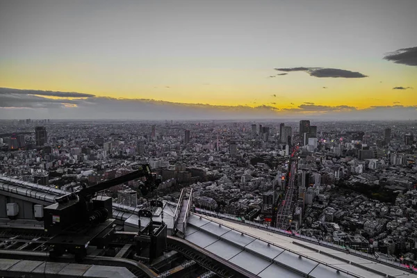 Sonnenuntergang Und Abendblick Auf Die Stadt Zentrum Tokios Drehort Großraum — Stockfoto