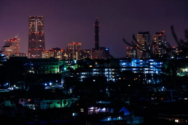 みなとみらいと横浜市の夜景 撮影場所 神奈川県横浜市 — ストック写真