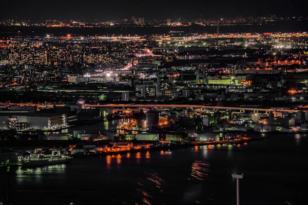 Vista Nocturna Desde Yokohama Landmark Tower Ubicación Del Tiroteo Yokohama —  Fotos de Stock