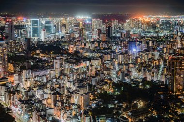 Tokyo 'nun merkezi gece manzarası. Çekim yeri: Tokyo Büyükşehir Bölgesi