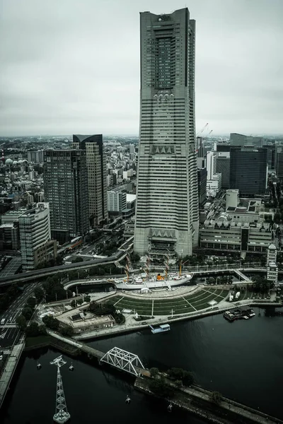 Uitzicht Vanaf Tower Yokohama Kitakagaku Monochrome Schietplaats Yokohama Stad Kanagawa — Stockfoto