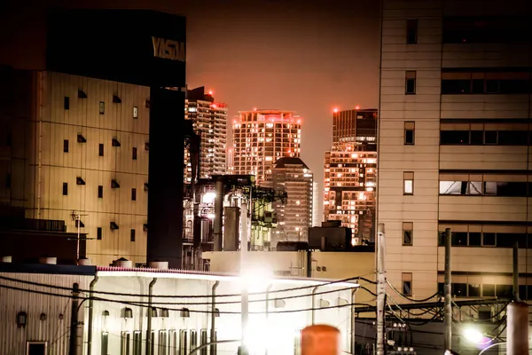 Nattutsikt Över Minato Mirai Och Yokohama City Fotografering Plats Yokohama — Stockfoto