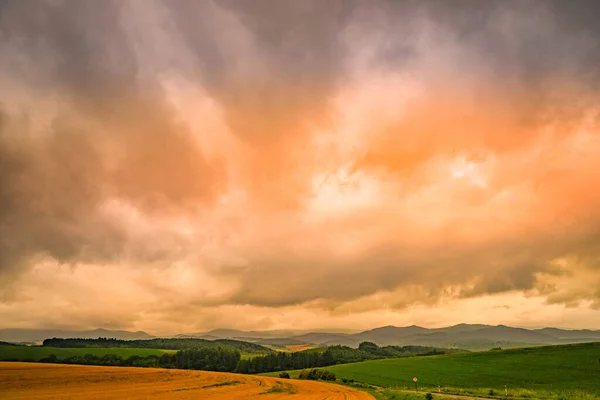 Hokkaidos Natur Und Wolkenverhangener Himmel Drehort Hokkaido Biei Cho — Stockfoto