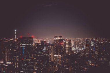 Tokyo 'nun merkezi gece manzarası. Çekim yeri: Tokyo Büyükşehir Bölgesi